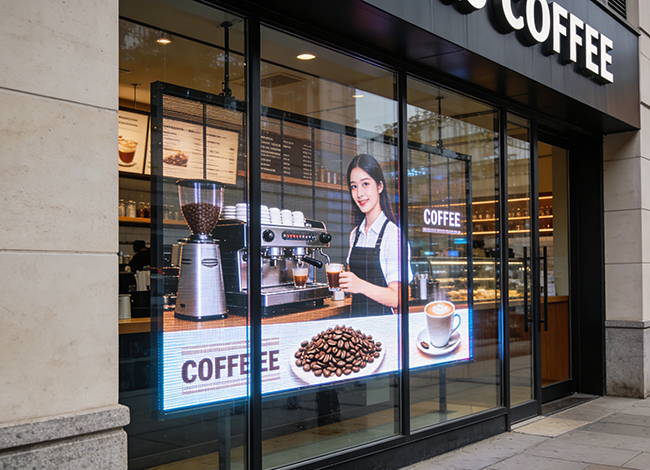 咖啡门店橱窗Micro LED<a href=https://www.yipview.cn/tmleds/ target=_blank class=infotextkey>透明屏</a>2.png
